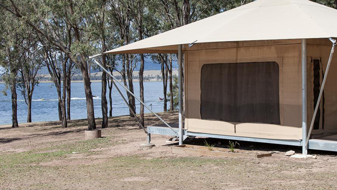 Lake Somerset Holiday park - some of the best glamping near Brisbane, Queensland.